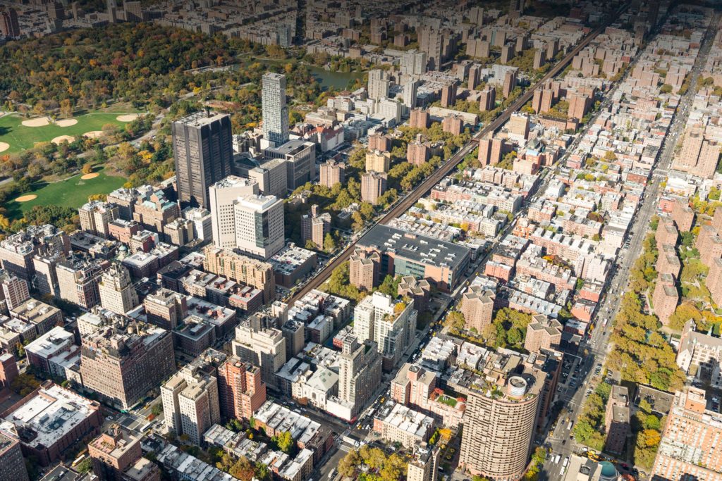 aerial view of park neighborhood nyc